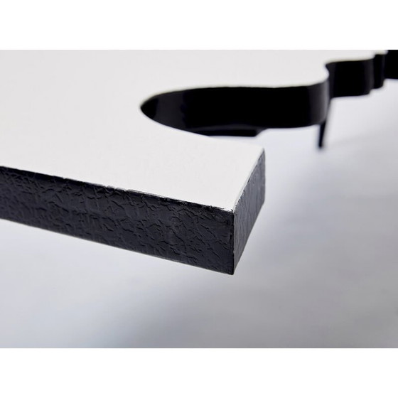 Image 1 of Table basse vintage en fer et bois par Jean Marais pour Poltrona, Italie 1972