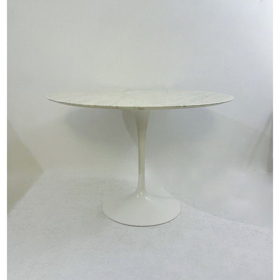 Image 1 of Table de salle à manger ronde vintage en marbre blanc par Eero Saarinen pour Knoll, Italie 1960