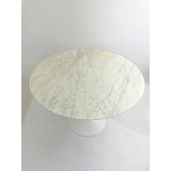 Image 1 of Table de salle à manger ronde vintage en marbre blanc par Eero Saarinen pour Knoll, Italie 1960