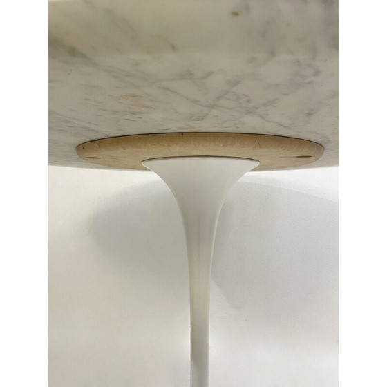 Image 1 of Table de salle à manger ronde vintage en marbre blanc par Eero Saarinen pour Knoll, Italie 1960