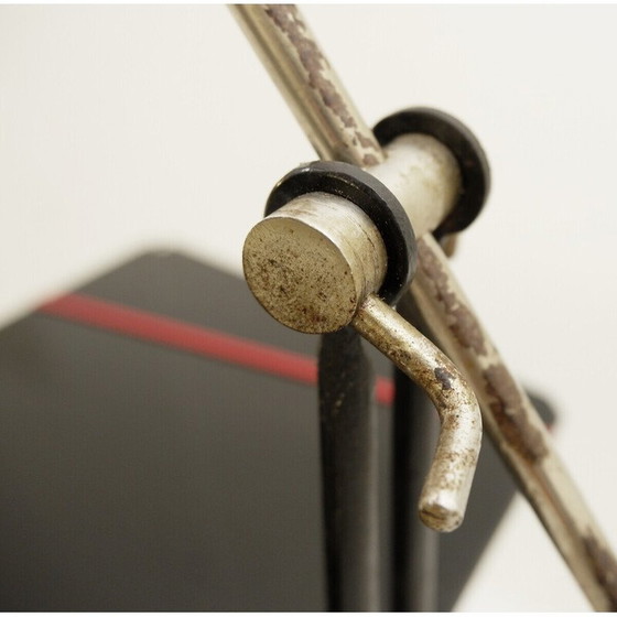 Image 1 of Lampadaire Mid Century avec table en verre noir