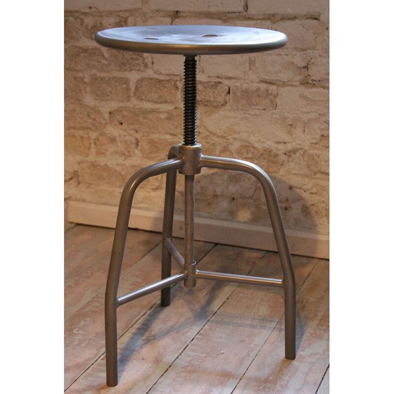 Image 1 of Tabouret pivotant vintage en acier noir
