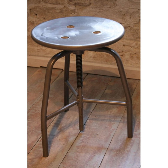 Image 1 of Tabouret pivotant vintage en acier noir