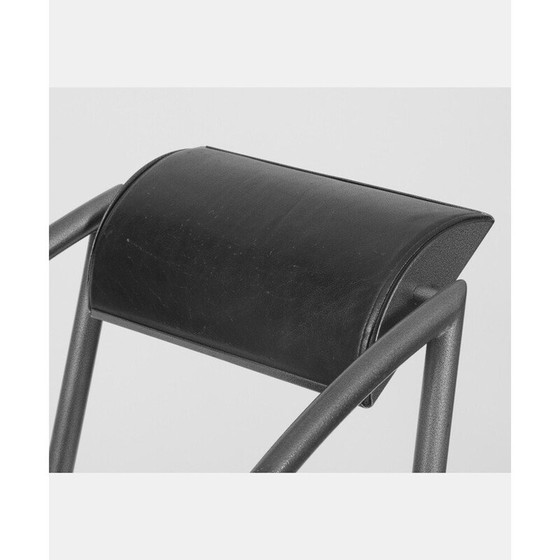 Image 1 of Chaise Monica vintage en acier époxy et simili cuir par Jean-Louis Godivier pour UP8, 1986