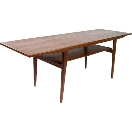Table basse vintage en teck avec étagère, Danemark 1960