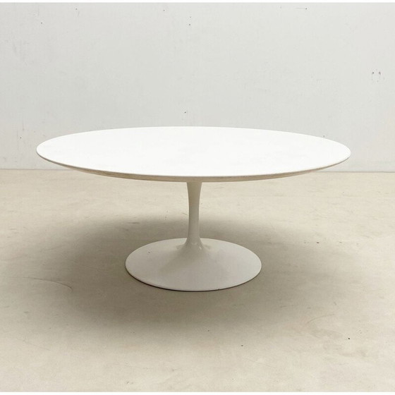 Image 1 of Table basse vintage en métal blanc et bois par Knoll
