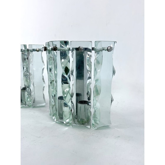 Image 1 of Paire d'appliques en verre taillé du milieu du siècle par Zero Quattro, Italie, années 1970