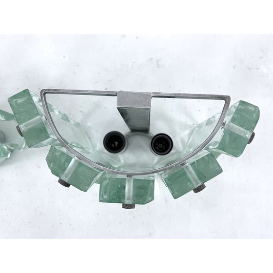 Image 1 of Paire d'appliques en verre taillé du milieu du siècle par Zero Quattro, Italie, années 1970