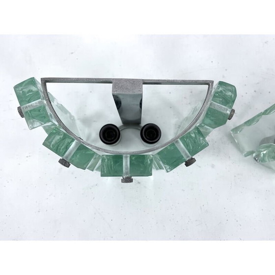 Image 1 of Paire d'appliques en verre taillé du milieu du siècle par Zero Quattro, Italie, années 1970