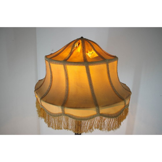 Image 1 of Lampadaire Vintage Art Nouveau en bois et tissu, 1910