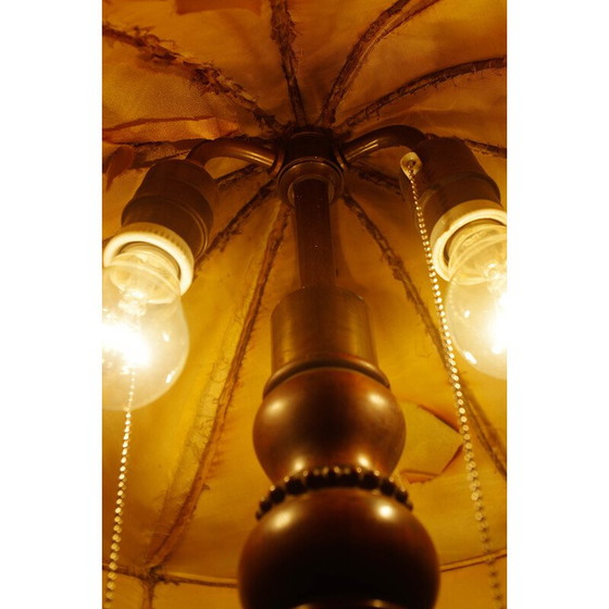 Image 1 of Lampadaire Vintage Art Nouveau en bois et tissu, 1910
