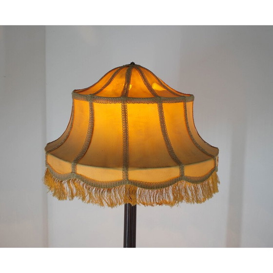 Image 1 of Lampadaire Vintage Art Nouveau en bois et tissu, 1910