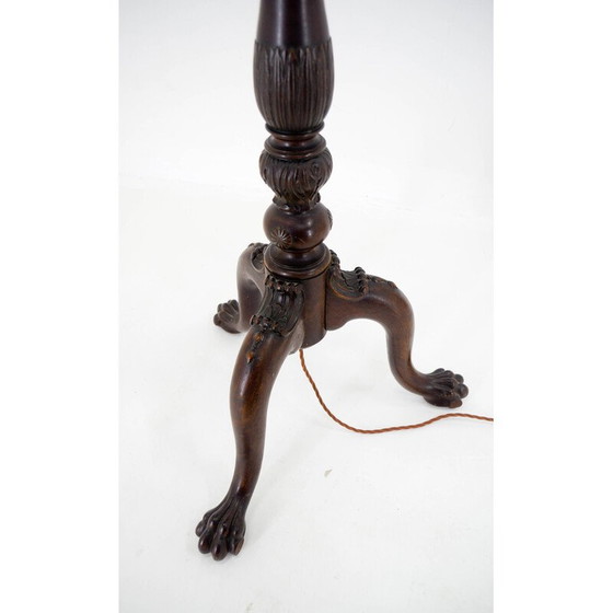 Image 1 of Lampadaire Vintage Art Nouveau en bois et tissu, 1910