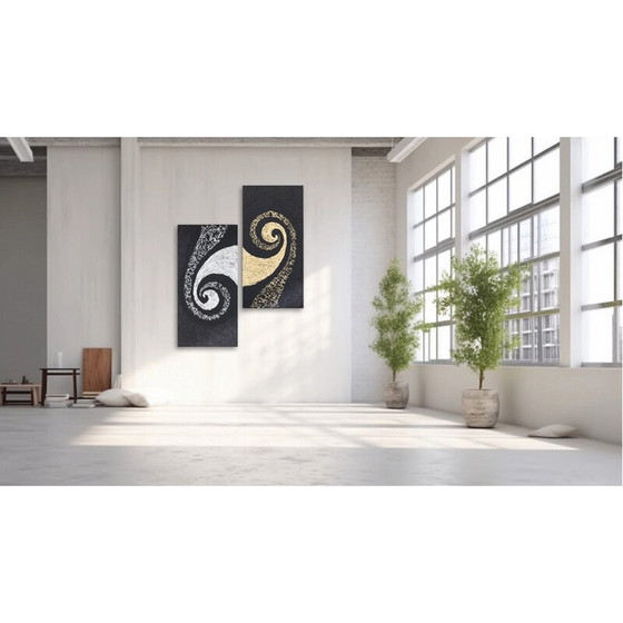 Image 1 of Ensemble de 5 peintures abstraites vintage, Italie 2022