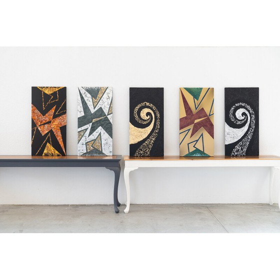 Image 1 of Ensemble de 5 peintures abstraites vintage, Italie 2022
