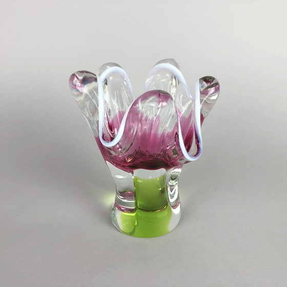 Image 1 of Vase vintage en verre par Josef Hospodka pour la verrerie Chribska 1960