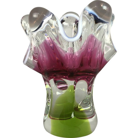 Image 1 of Vase vintage en verre par Josef Hospodka pour la verrerie Chribska 1960
