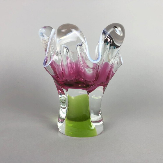 Image 1 of Vase vintage en verre par Josef Hospodka pour la verrerie Chribska 1960