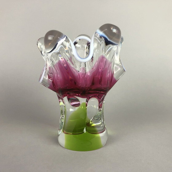 Image 1 of Vase vintage en verre par Josef Hospodka pour la verrerie Chribska 1960
