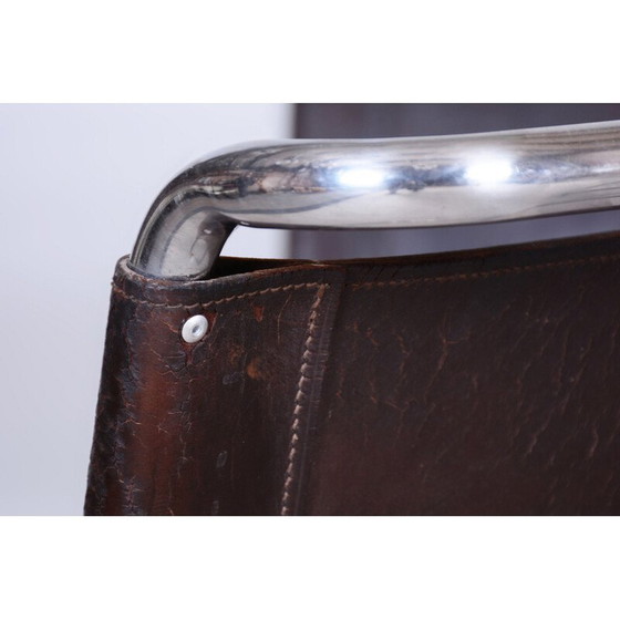 Image 1 of Ensemble de 4 chaises Bauhaus vintage en cuir et chrome, Allemagne 1930