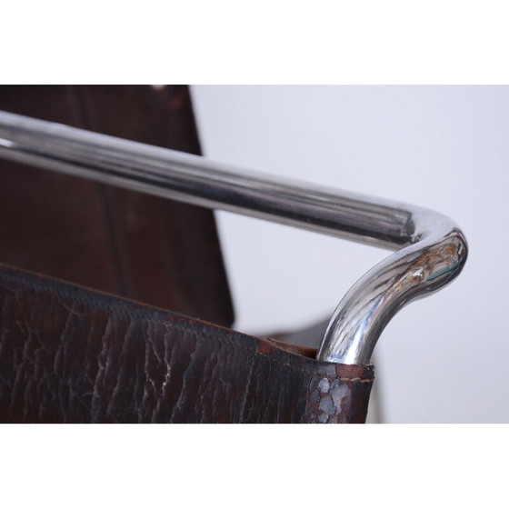 Image 1 of Ensemble de 4 chaises Bauhaus vintage en cuir et chrome, Allemagne 1930