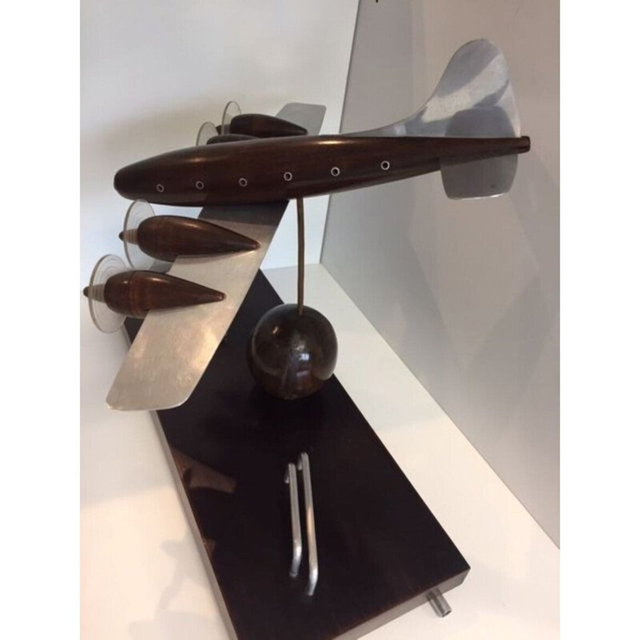 Modèle Avion En Bois Vintage - Décoration Rétro Artisanale Pour Bureau, étagère Ou Salon - Ornement Créatif Collection Avion - Taille 18x14,5x8,5 Cm - Cadeau Pour Passionnés D'aviation