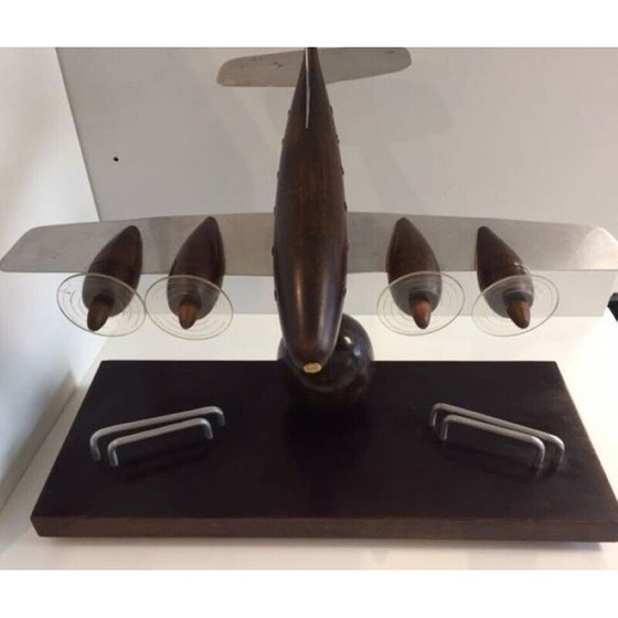 Image 1 of Modèle d'avion Vintage Art Deco en bois de rose et aluminium, 1940