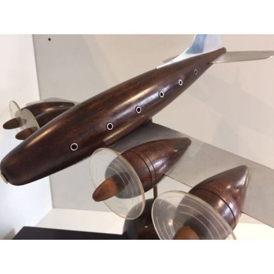 Image 1 of Modèle d'avion Vintage Art Deco en bois de rose et aluminium, 1940