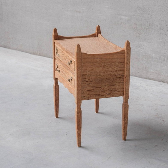 Image 1 of Paire de tables de nuit vintage en chêne et laiton, Danemark années 1960