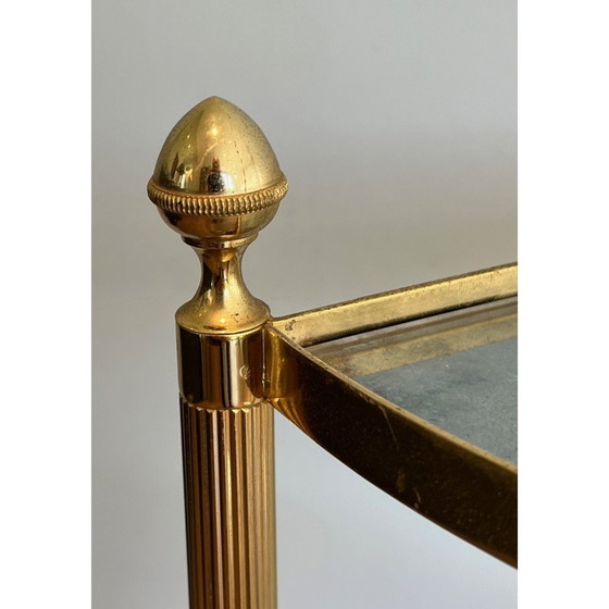 Image 1 of Paire de bouts de canapé vintage en métal doré avec dessus en miroir églomisé