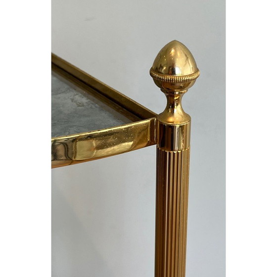 Image 1 of Paire de bouts de canapé vintage en métal doré avec dessus en miroir églomisé