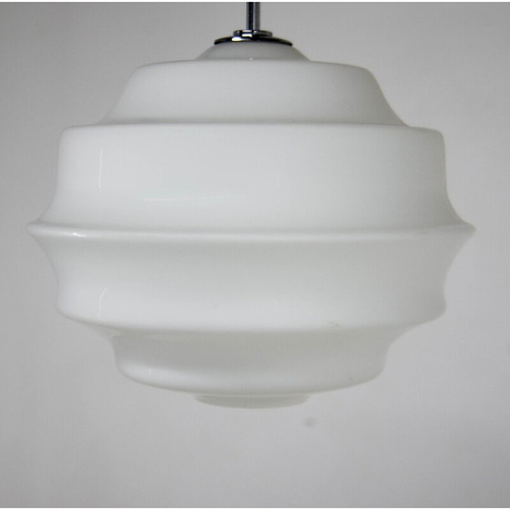 Image 1 of Lampe suspendue vintage en verre Art Déco, Tchécoslovaquie 1950