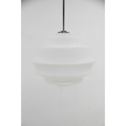 Lampe suspendue vintage en verre Art Déco, Tchécoslovaquie 1950