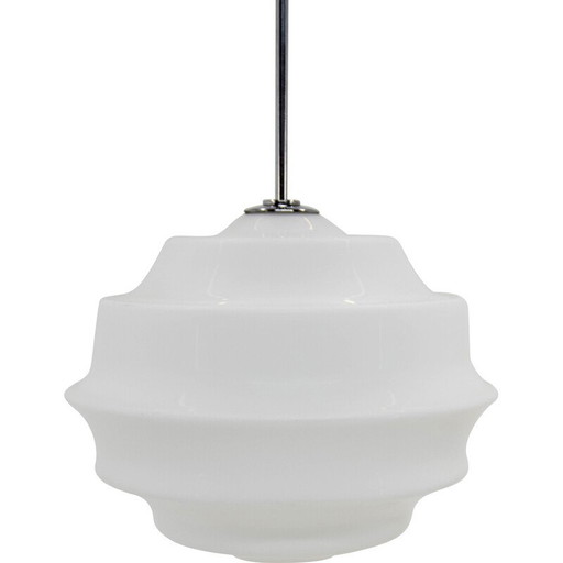 Lampe suspendue vintage en verre Art Déco, Tchécoslovaquie 1950