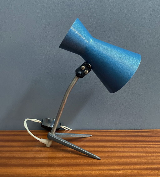 Lampe de bureau en métal bleu 1960S