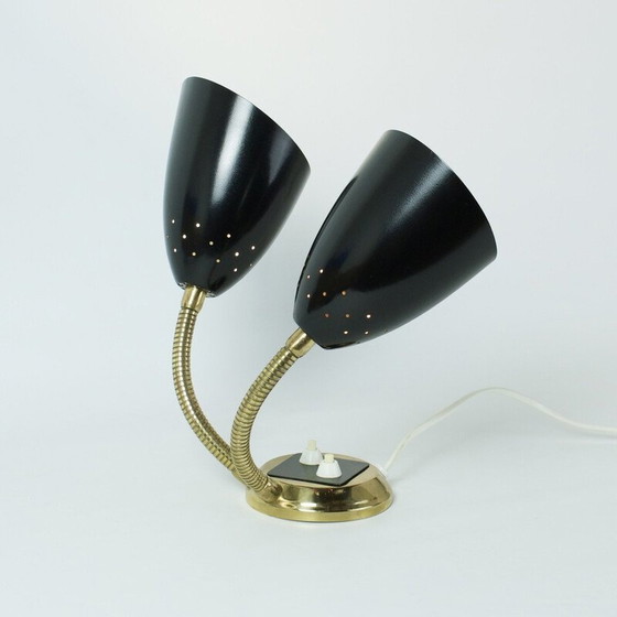 Image 1 of Applique vintage en laiton et métal laqué noir, 1950