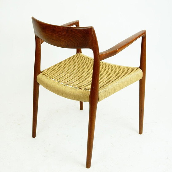 Image 1 of Fauteuil Vintage Mod. 57 fauteuil en teck et corde de papier par Niels Otto Moller pour J.L. Moller Mobelfabrik, Danemark 1960