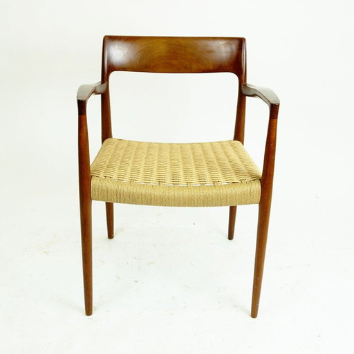 Fauteuil Vintage Mod. 57 fauteuil en teck et corde de papier par Niels Otto Moller pour J.L. Moller Mobelfabrik, Danemark 1960
