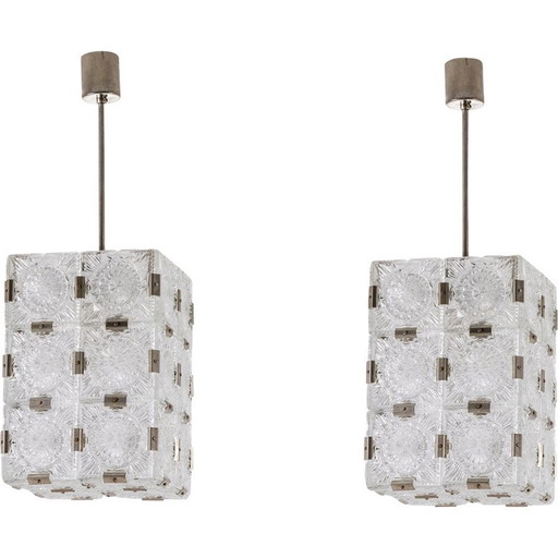 Lampe suspendue vintage en verre par Kamenicky Senov, 1970