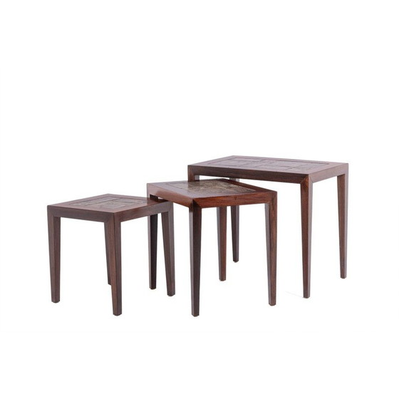 Image 1 of Tables gigognes vintage en palissandre et céramique, Danemark 1960