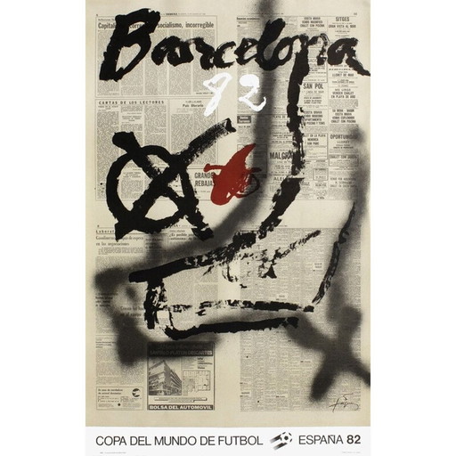 Affiche lithographique vintage sur papier offset mat d'Antoni Tapies, 1982