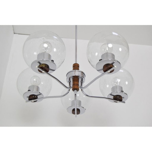 Lustre en verre vintage, Tchécoslovaquie 1960