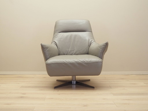 Fauteuil pivotant en cuir, Design italien, 1990S, Manufacture : Natuzzi