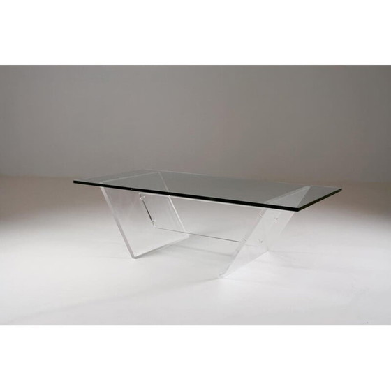 Image 1 of Table basse vintage " Les invisibles du marais " en plexiglas et verre, France 1980