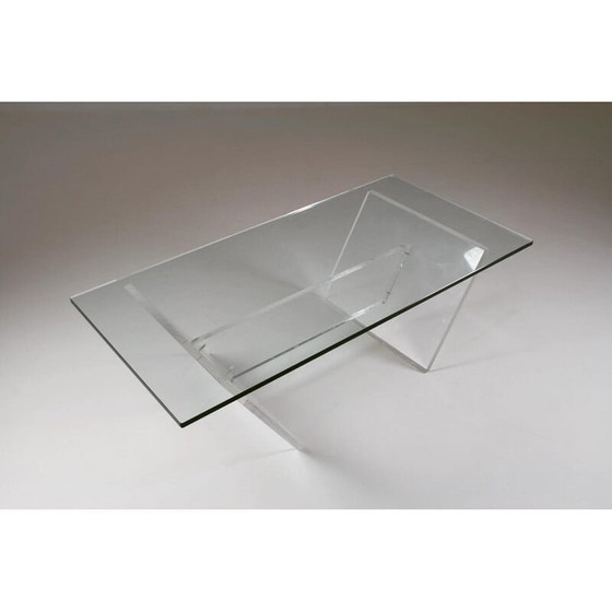 Image 1 of Table basse vintage " Les invisibles du marais " en plexiglas et verre, France 1980