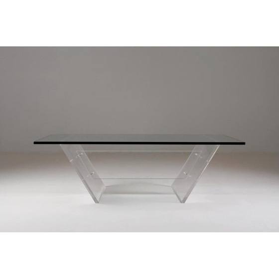Image 1 of Table basse vintage " Les invisibles du marais " en plexiglas et verre, France 1980