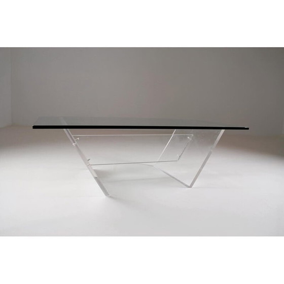 Image 1 of Table basse vintage " Les invisibles du marais " en plexiglas et verre, France 1980