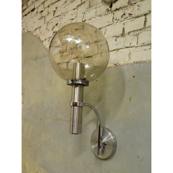 Image 1 of Applique vintage XL en aluminium et verre fumé, 1970