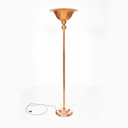 Lampadaire Vintage Art Deco en cuivre, France 1930