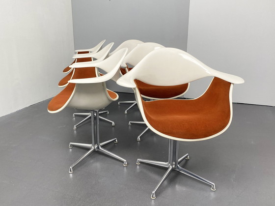 Image 1 of Lot de 6 chaises Daf, piètement La Fonda, Hopsack, George Nelson Pour Herman Miller International Collection, Vitra, Allemagne